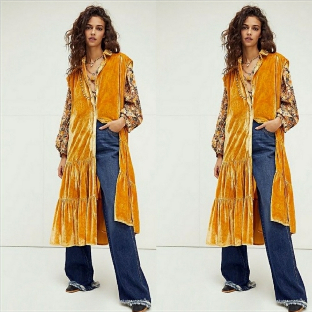 Free People On My Mind Velvet Maxi NWT Fall Gold